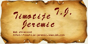 Timotije Jeremić vizit kartica